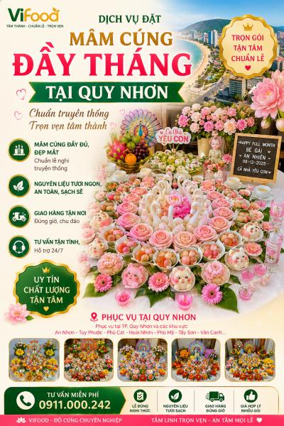 Dịch Vụ Mâm Cúng Đầy Tháng Nhanh – Gọn – Chuẩn Lễ Tại Quy Nhơn