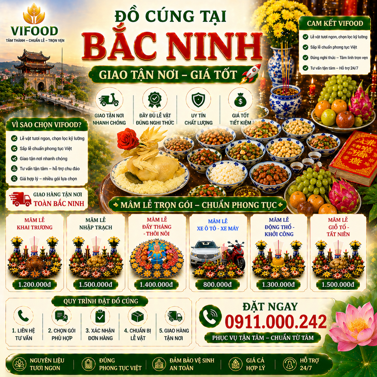 mâm cúng đầy tháng tại bắc ninh