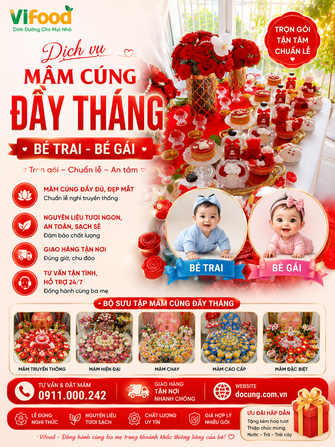 mâm cúng đầy tháng tại đồng tháp