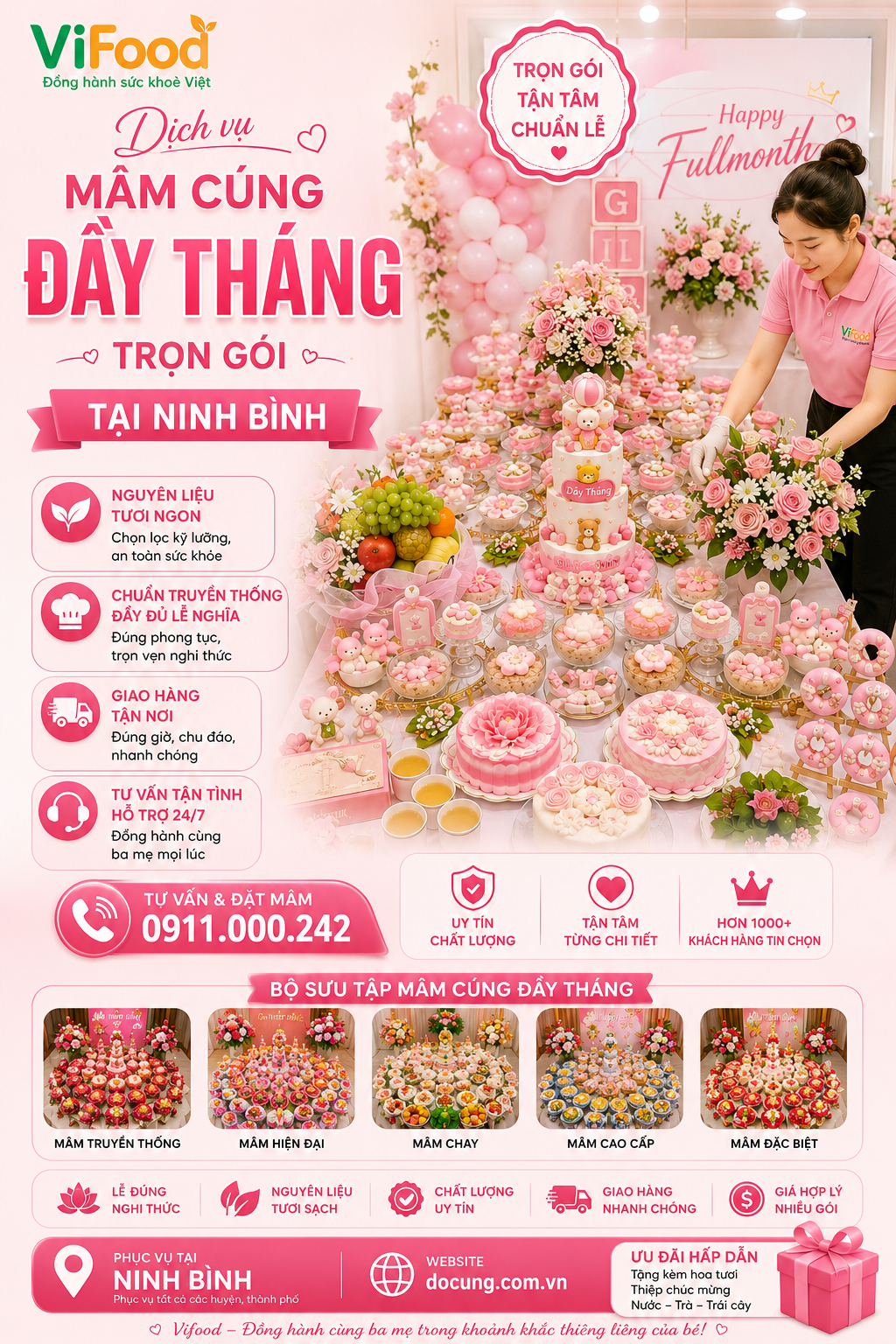 mâm cúng đầy tháng tại ninh bình