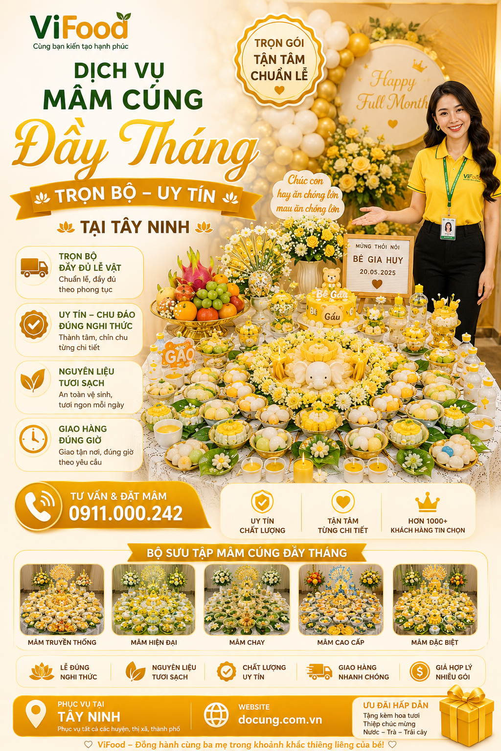 mâm cúng đầy tháng tại tây ninh