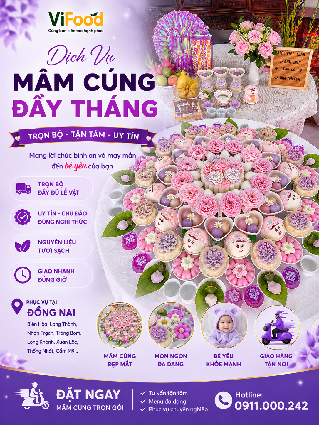 mâm cúng đầy tháng tại long khánh đồng nai