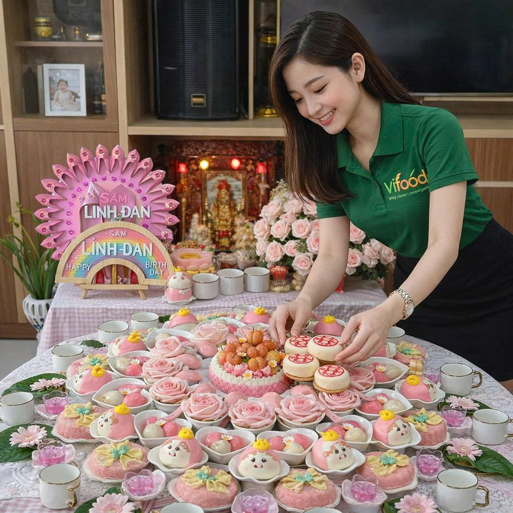 mâm cúng thôi nôi tại hải dương